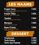 Menu O'Tasty - Les naans et desserts