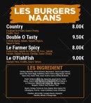 Menu O'Tasty - Les burgers naans