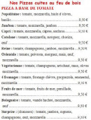 Menu Pizzeria Via Toscane - Les pizzas base tomate