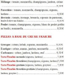 Menu Pizzeria Via Toscane - Les pizzas base tomate suite et pizzas base crème