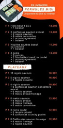 Menu Tanaka Sushi - Les formules midi et plateaux