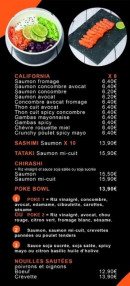 Menu Tanaka Sushi - Les California, nouilles sautés, ...