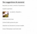 Menu Auberge du Château d'Eau - suggestions du moment