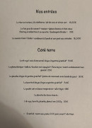 Menu Aux bons vivants - Les entrées et coté terre