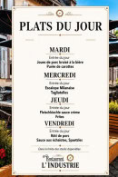 Carte et menu de L'industrie à Haguenau — Exemple de plats du jour