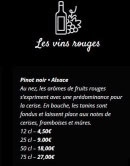 Menu Moon - Les vins  rouges