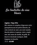 Menu Moon - Les bouteilles  de vins blancs