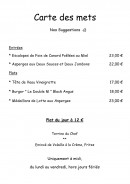 Menu Domaine le Moulin - Les suggestions