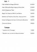 Menu Domaine le Moulin - Les plats et fromages