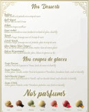 Menu Istanbul - Les desserts ; coupes des glacées et parfumes