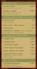 Menu L' Acoustic - Les petits déjeuners, formules du midi et petit plats