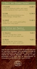 Menu L' Acoustic - Les grandes salades et pani bio