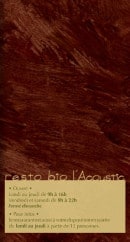 Menu L' Acoustic - Les informations