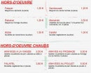 Menu Le Libanis - Les hors d'oeuvres chauds