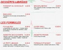 Menu Le Libanis - Les desserts libanais et les formules