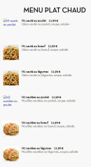 Menu Tokyo Sushi - Les menus plats chauds