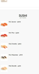 Menu Tokyo Sushi - Sushi