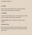 Menu Le Fournil De Séraphin - les burgers