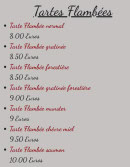 Menu La Casa des kneckes - Les tartes flambées