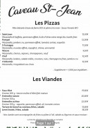 Menu Caveau Saint Jean - Les pizzas et viandes