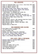 Menu L'Epicurien - Apéritifs, café, thé,...