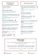 Menu La Pergola - Les entrées, salades et plats,...