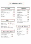 Menu La Pergola - Les apéritifs, bières et boissons,...