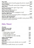 Menu La Storia - Les pizzas et desserts