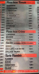 Menu Le Palace - Les pizzas