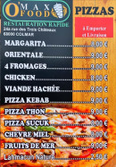 Menu O' Max Food - les pizzas
