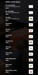 Menu Suki - Nigiri sushi
