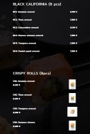 Menu Suki - Black california et crispy rolls