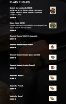 Menu Suki - Les plats chauds