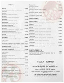 Menu Villa Romana - Les pizzas et suppléments