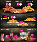 Menu 21 Street Food - Menu tenders, nuggets, desserts et boissons