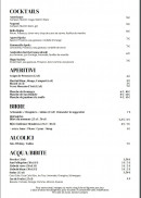 Menu Bella Society - Les cocktails, apéritifs et bières, ...