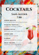 Menu Diamonds Bar - Cocktails sans alcool