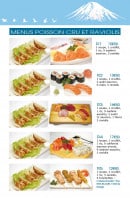 Menu Fujisan - Les menus poissons crus et raviolis