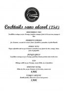 Menu L'escale - Les cocktails sans alcools