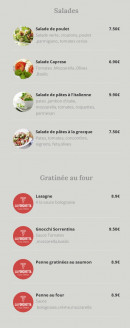 Menu La forchetta - Les salades et gratinée au four