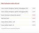 Menu Le Pasa - Les boissons sans alcool