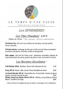 Menu Le Temps D’une Pause - Les éphémères