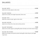 Menu Les Dunes - salades