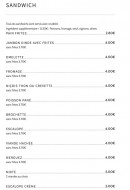 Menu Les Dunes - sandwiches