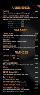 Menu Mayflower - Tapas, salades, viandes,....