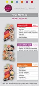 Menu Oh Sushi Bar - Les menus à emporter