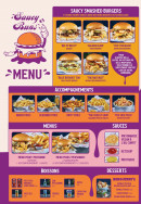 Menu Saucy Buns - Les burgers, boissons et desserts