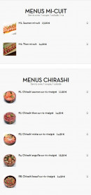 Menu Sushi Line - Les menus mi-cuite et chirashis