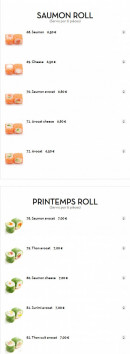 Menu Sushi Line - Les saumons et printemps rolls