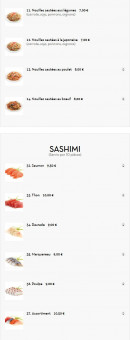 Menu Sushi Line - Les sashimis